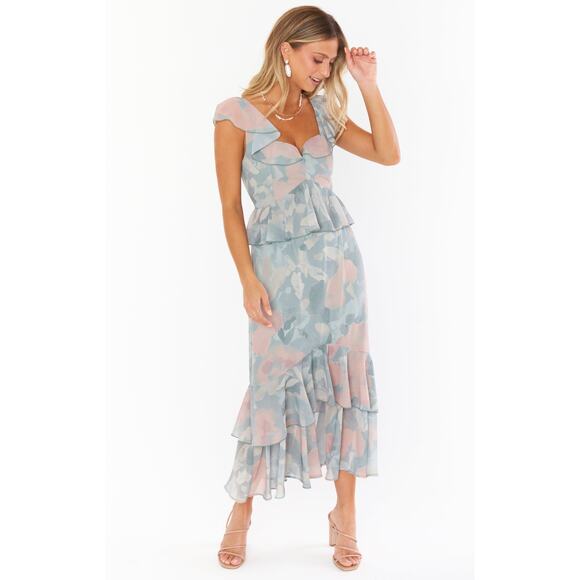 Show Me Your Mumu Reese Ruffle Dress in Sage I Do Floral XS NWT - Picture 2 of 7